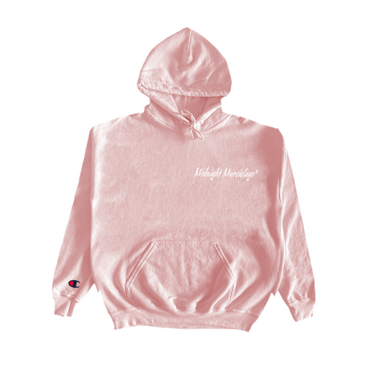 Pink and White Midnight Murcielago Embroidered Champion Hoodie